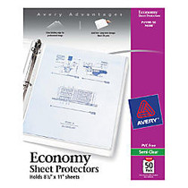 Avery; Sheet Protectors, Letter Size, Economy, 8 1/2 inch; x 11 inch;, Clear, Pack Of 50