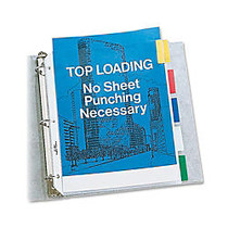 C-Line; Top-Loading Sheet Protectors With Tab Inserts, 8 1/2 inch; x 11 inch;, 5-Tab, Assorted Colors