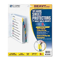 C-Line; Top-Loading Sheet Protectors With Tab Inserts, 8 1/2 inch; x 11 inch;, 8-Tab, Assorted Colors