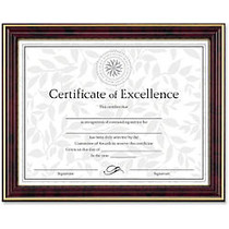 Dax Border Design Document Frame - 11 inch; x 8.50 inch; Frame Size - Rectangle - Wall Mountable - Horizontal, Vertical - Mahogany, Gold, Gold