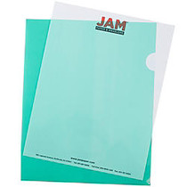 JAM Paper; Plastic Sleeves, 9 inch; x 11 1/2 inch;, 1 inch; Capacity, Green, Pack Of 12