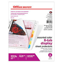 Office Wagon; Brand Tabbed Sheet Protectors, 8-Tab, Assorted Colors