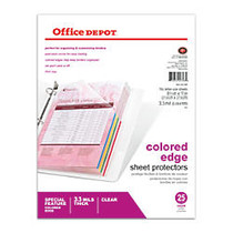 Office Wagon; Brand Top-Loading Sheet Protectors, Heavyweight, Clear, Color Edges, Pack Of 25