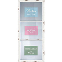 PTM Images Photo Frame, Believe Trio Pane, 14 1/4 inch;H x 1 3/8 inch;W x 32 1/4 inch;D, Antique White