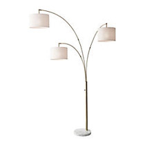 Adesso; Bowery 3-Arm Arc Floor Lamp, 83 inch;H, Off-White Shade/White Base