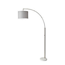 Adesso; Bowery Arc Floor Lamp, 73 1/2 inch;H, Gray Shade/White Base