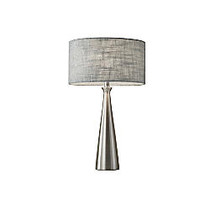 Adesso; Linda Table Lamp, 21 1/2 inch;H, Light Gray Shade/Brushed Steel Base