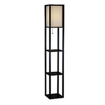 Adesso; Wright Shelf Floor Lamp, 63 inch;, Black/Natural