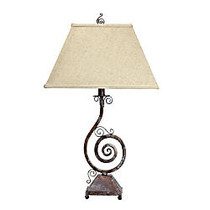 Elegant Designs Pinwheel Scroll Table Lamp, 28 1/2 inch;H, Linen Shade/Burnt Copper Base