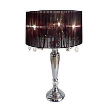 Elegant Designs Romantic Crystal-Drop Table Lamp, 27 inch;H, Black Shade/Chrome Base