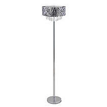 Elegant Designs Romazzino Floor Lamp, 61 1/2 inch;H, Zebra Shade/Chrome Base