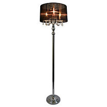 Elegant Designs Sheer Shade Floor Lamp, 61 1/2 inch;, Black Shade/Chrome Base