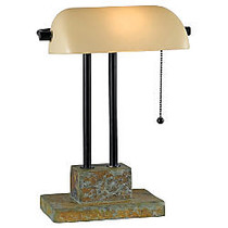 Kenroy 17 inch; Banker's Lamp, Natural Slate/Oil-Rubbed Bronze