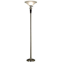 Kenroy 72 inch; Torchiere Floor Lamp, Tobacco/Brushed Steel Finish