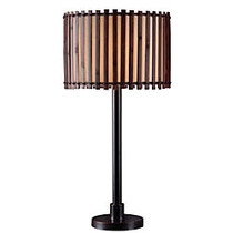 Kenroy Bora Outdoor Table Lamp, 29 inch;H, Tan And Brown Shade/Bronze Base