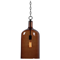 Kenroy Capri 1-Light Hanging Pendant Lamp, 23 inch;H, Amber Shade/Oil Rubbed Bronze Finish