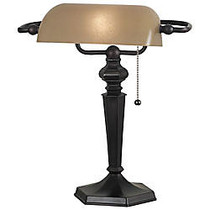Kenroy Chesapeake Banker Table Lamp, Oil-Rubbed Bronze Finish/Amber Glass Shade