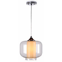 Kenroy Zuno 1-Light Hanging Pendant, 11 inch;H, Clear Shade/Chrome Finish