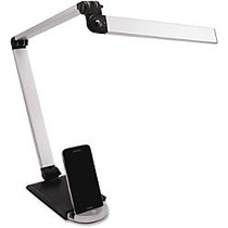 Ledu Triple Hinge USB Desk Lamp - 8 W LED Bulb - Adjustable Brightness, USB Charging - 500 Lumens - Desk Mountable - Silver - for Desk, Table