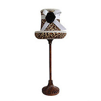 LimeLights Boutique-Style Hat Lamp, 20 7/8 inch;H, Leopard Shade/Antique Brass Base
