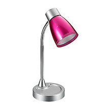 LimeLights Flashy Gooseneck Desk Lamp, 15 inch;H, Pink Shade/Silver Base