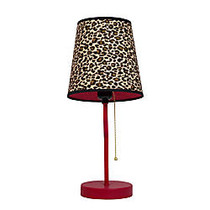 LimeLights Fun Prints Funky Table Lamp, 15 inch;H, Leopard Shade/Pink Base