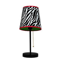 LimeLights Fun Prints Funky Table Lamp, 15 inch;H, Zebra Shade/Black Base