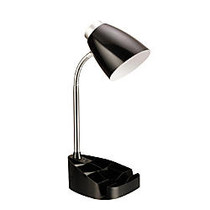 LimeLights Gooseneck Organizer Desk Lamp, 17 1/4 inch;H, Black Shade/Black Base