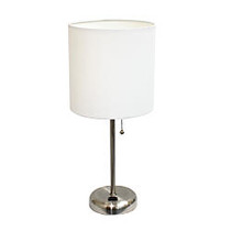 LimeLights Stick Lamp, 19 1/2 inch;H, White Shade/Brushed Steel Base