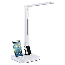 Lorell&trade; LED Desk Lamp With Micro USB Charger, 18 1/4 inch;H, White Base