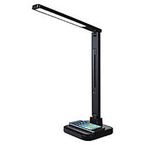 Lorell&trade; LED Smart USB Desk Lamp With Qi Wireless Charger, 18 1/4 inch;H, Black Base