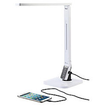 Lorell&trade; LED Smart USB Desk Lamp, 18 5/16 inch;H, White Base