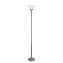 Simple Designs Light Stick Torchiere Floor Lamp, 71 1/4 inch;H, Clear Shade/Silver Base