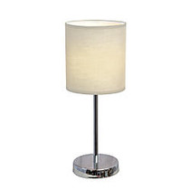 Simple Designs Mini Basic Table Lamp, 11 7/8 inch;H, White Shade/Chrome Base