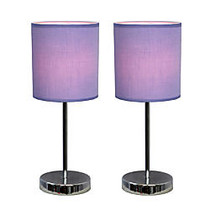 Simple Designs Mini Basic Table Lamps, 11 7/8 inch;H, Purple Shade/Chrome Base, Set Of 2