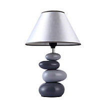 Simple Designs Shades Of Gray Ceramic Stone Table Lamp, 15 inch;H, Gray Shade/Gray Base