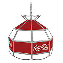 Trademark Global Vintage 1-Light Hanging Tiffany Lamp, Large Logo, 16 inch;H, Red Coca-Cola Shade
