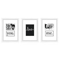PTM Images Expressions Framed Wall Art, Love, 16 inch;H x 12 inch;W, White, Set Of 3