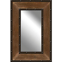 PTM Images Framed Mirror, Metal And Wood, 30 inch;H x 20 inch;W, Natural Brown