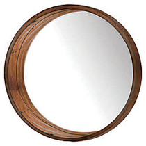 PTM Images Framed Mirror, Round Wall, 24 inch;H x 24 inch;W, Natural Brown