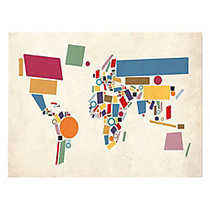 Trademark Fine Art Abstract Shapes World Map Canvas Art, 18 inch; x 24 inch;