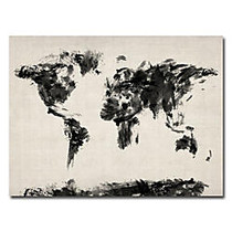 Trademark Global Abstract Map Of The World Gallery-Wrapped Canvas Print By Michael Tompsett, 24 inch;H x 32 inch;W