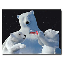 Trademark Global Coke Polar Bear With Cubs And Coke Bottle Gallery-Wrapped Canvas Print By Coca-Cola, 18 inch;H x 24 inch;W