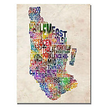 Trademark Global Manhattan Typography Map Gallery-Wrapped Canvas Print By Michael Tompsett, 18 inch;H x 24 inch;W