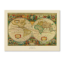 Trademark Global Old World Map Canvas Print, 35 inch;H x 47 inch;W