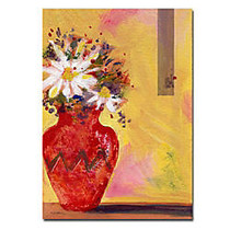 Trademark Global Red Vase With Daisy Gallery-Wrapped Canvas Print By Sheila Golden, 18 inch;H x 24 inch;W