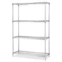 Lorell Industrial Chrome Wire Shelving Starter Kit - 48 inch; Width x 24 inch; Depth - Steel - Chrome