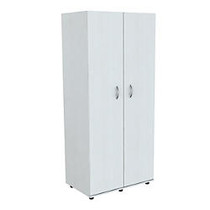Inval Wooden Wardrobe/Armoire, 3 Fixed Shelves, 2 Doors, 71 inch;H x 31 inch;W x 18 inch;D, Laricina White