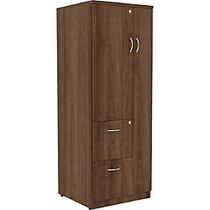 Lorell Essentials Storage Cabinet - 23.6 inch; x 23.6 inch; x 65.6 inch; Cabinet, 0.5 inch; Compartment - 2 x Storage Drawer(s) - 1 Door(s) - Finish: Walnut, Laminate