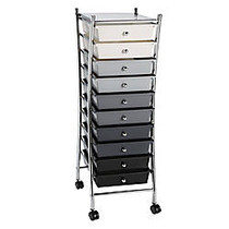 Realspace; 10-Drawer Mobile Organizer, 37 2/5 inch;H x 13 inch;W x 15 15/16 inch;D, Black/Gray/White